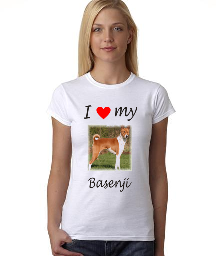 Dogs - I Heart My Basenji on Womans Shirt